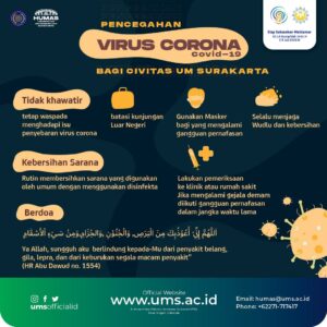Read more about the article Cegah Virus Corona, UMS Imbau Civitas Akademika Tunda Program ke Luar Negeri dan Selalu Jaga Wudhu