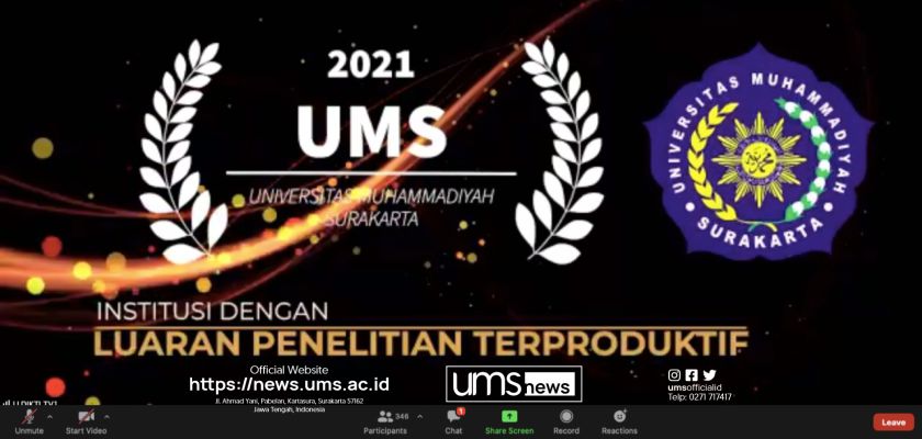 Read more about the article UMS Raih Penghargaan Sebagai PTS dengan Luaran Penelitian Terproduktif di Wilayah Jawa Tengah