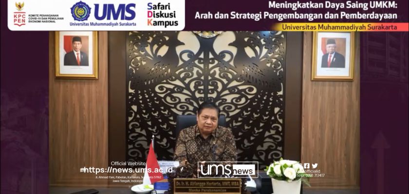 Read more about the article Menko Perekonomian Airlangga Hartarto Gandeng UMS Selenggarakan Webinar Meningkatkan Daya Saing UMKM di Indonesia