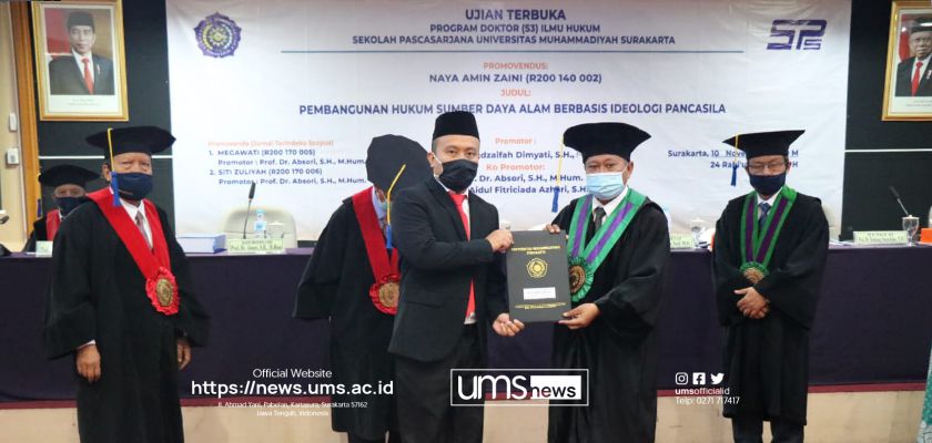 Read more about the article Teliti Pembangunan Hukum SDA Berbasis Ideologi Pancasila, Antarkan Naya Amin Zaini Raih Gelar Doktor Hukum UMS