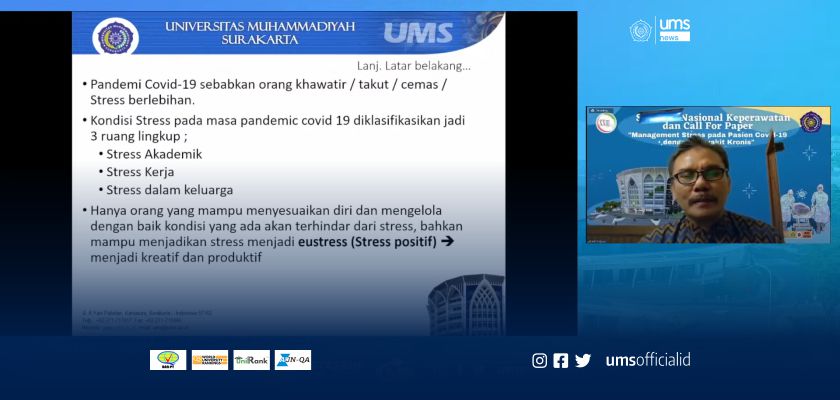 Read more about the article Webinar Keperawatan Nasional UMS, Managemant Stres Perlu bagi Pasien Covid 19