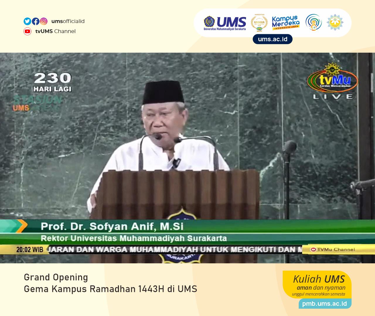 You are currently viewing Grand Opening Gema Kampus Ramadhan 1443H di UMS