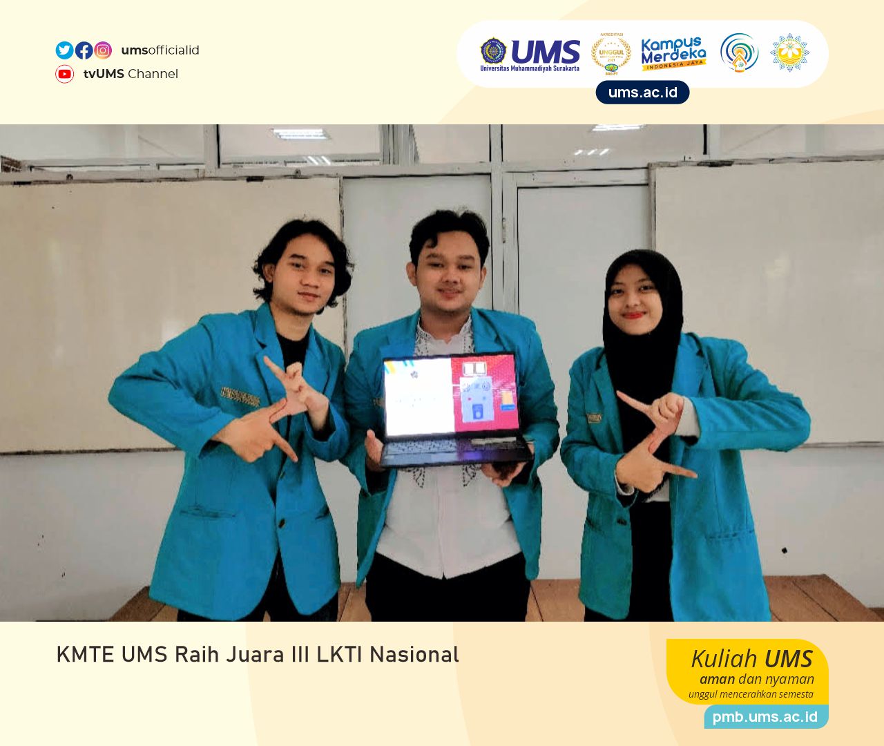 You are currently viewing KMTE UMS Raih Juara III LKTI Nasional