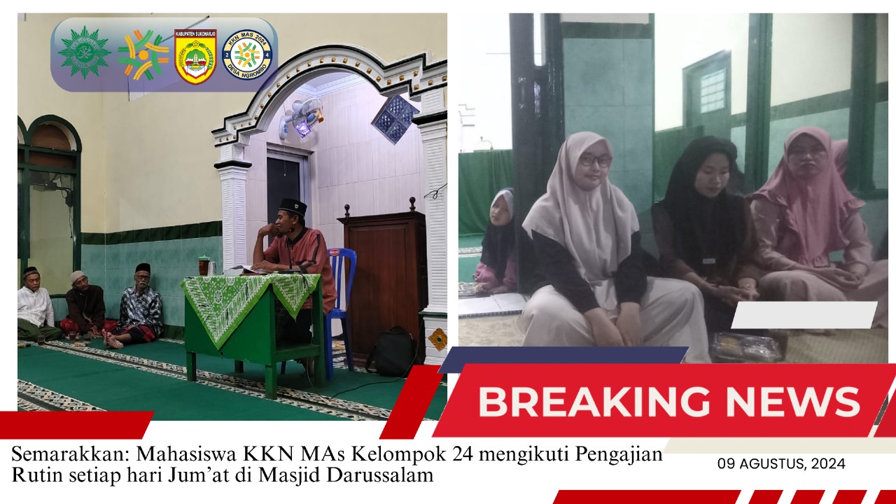 Read more about the article Semarakkan: Mahasiswa KKN MAs Kelompok 24 Mengikuti Pengajian Rutin setiap hari Jum’at di Masjid Darussalam