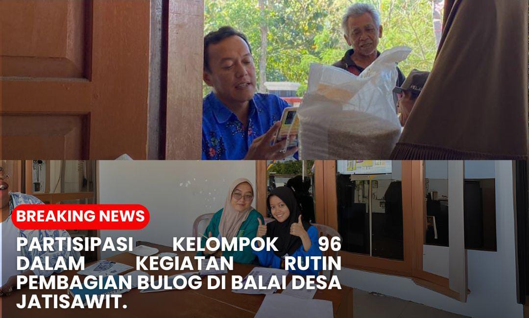 Read more about the article Partisipasi KKN MAs Kelompok 96 dalam Kegiatan Pembagian BULOG di Balai Desa Jatisawit