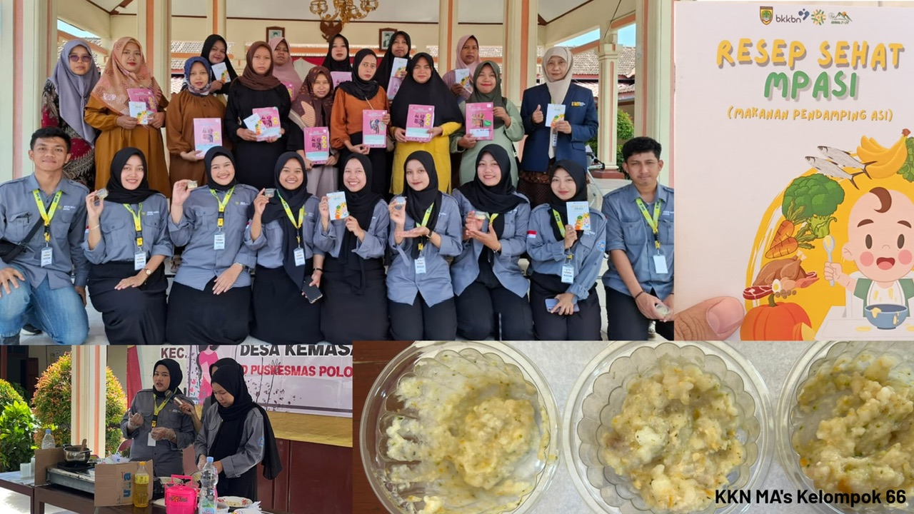 Read more about the article KKN MAs Gelar Demo Masak Makanan Tinggi Protein dan Pengenalan Tekstur Kepada Ibu Bayi Baduta di Balai Desa Kemasan