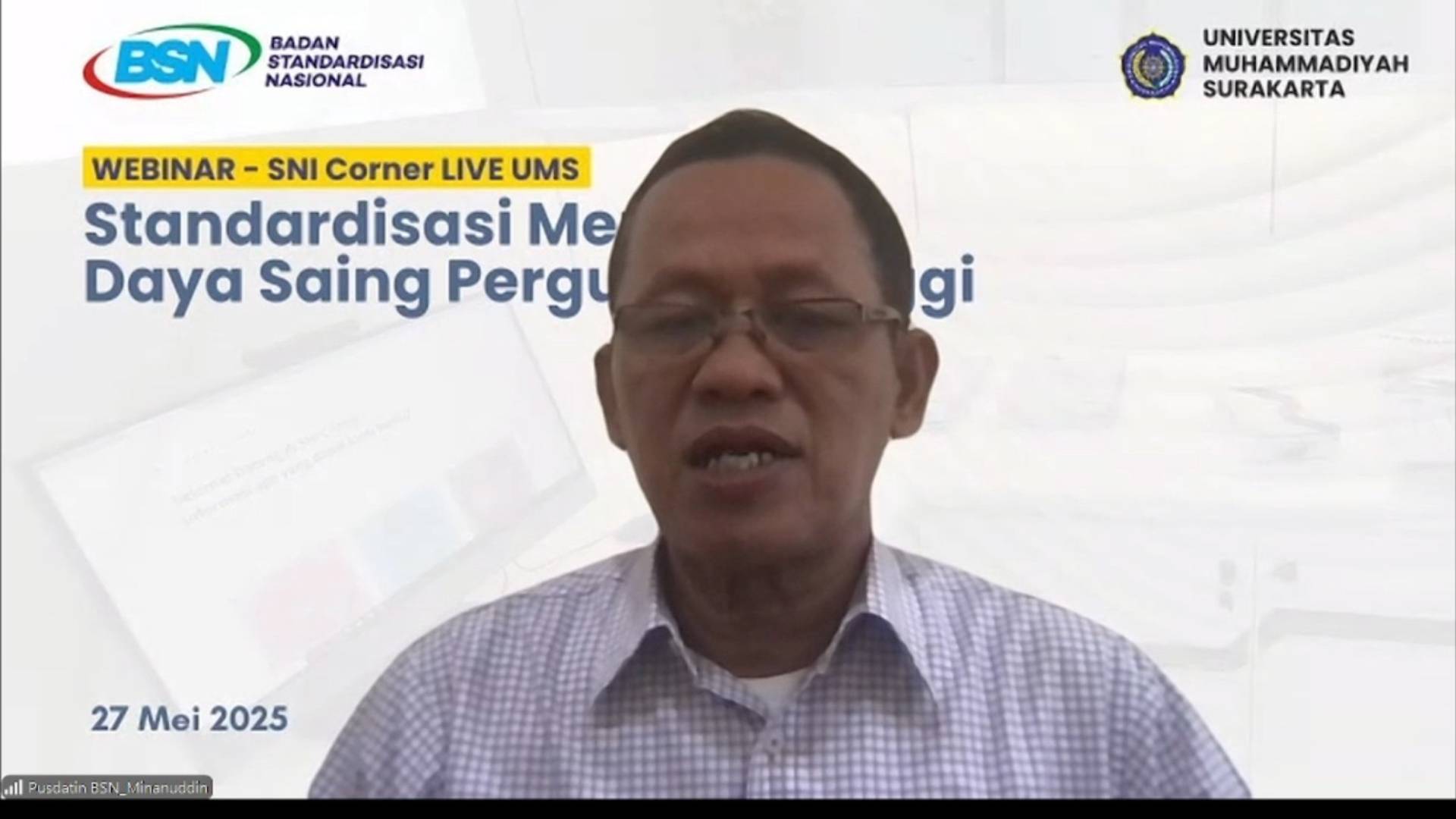 Kepala Bagian Layanan Informasi dan Perpustakaan BSN,  Minanuddin, SIP,M Hum, menjelaskan mengenai SNI Corner