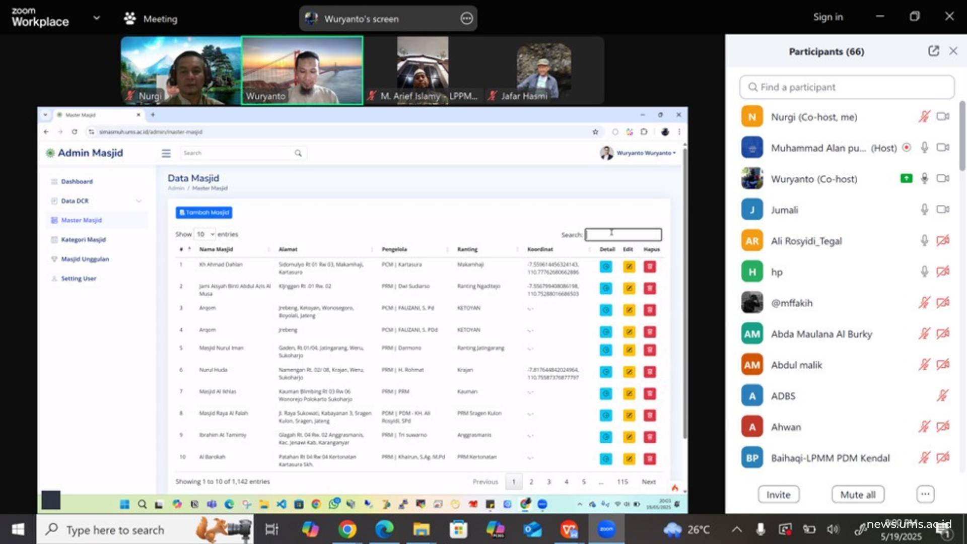 Kegiatan monitoring yang dilakukan melalui zoom meeting