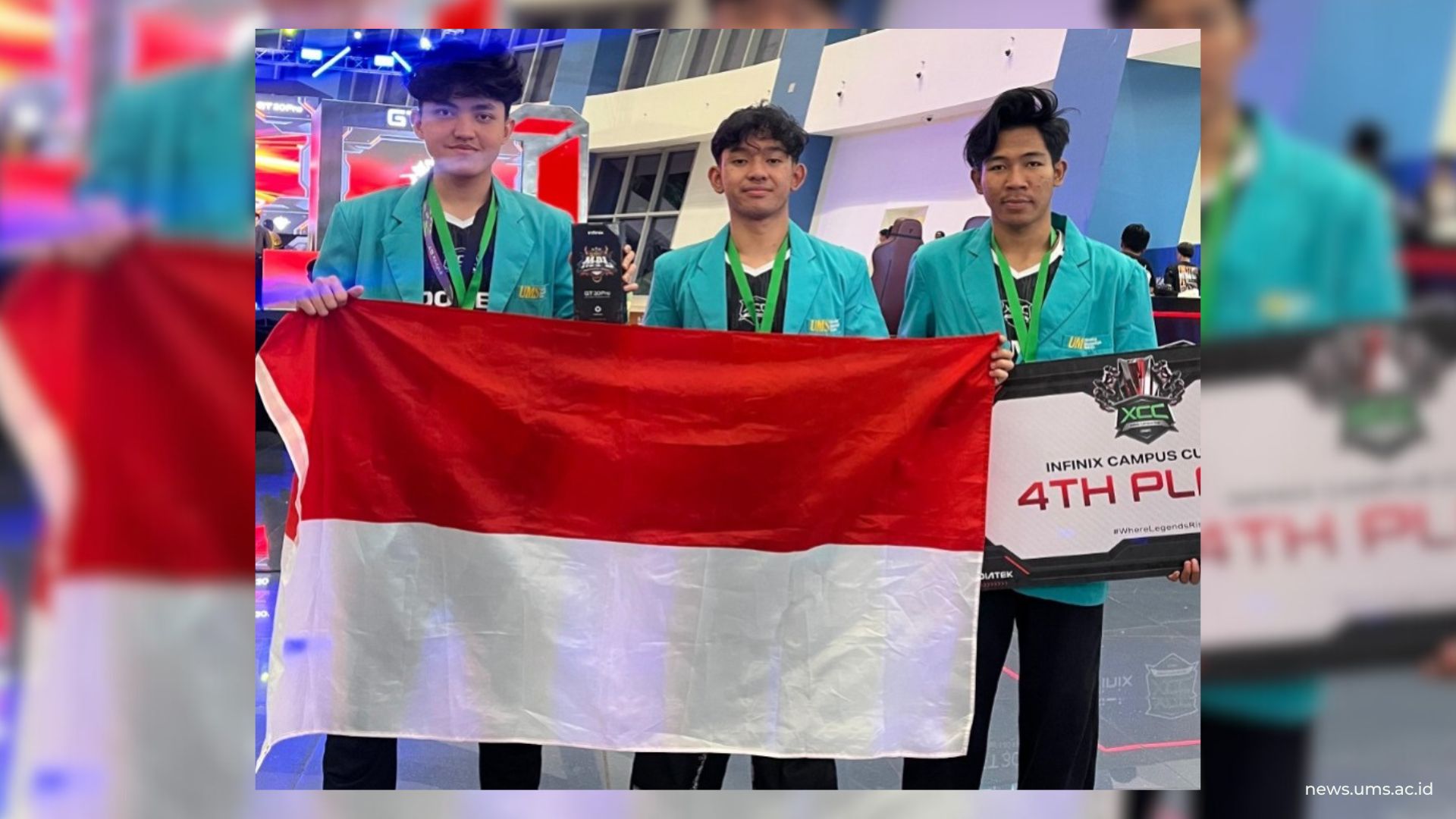 Tiga mahasiswa UMS di Tim Little Pikaa, (dari kiri) Rafa Atanaska, Dimas Satria Mulyono, Muhammad Dhiya Ul-Haq.