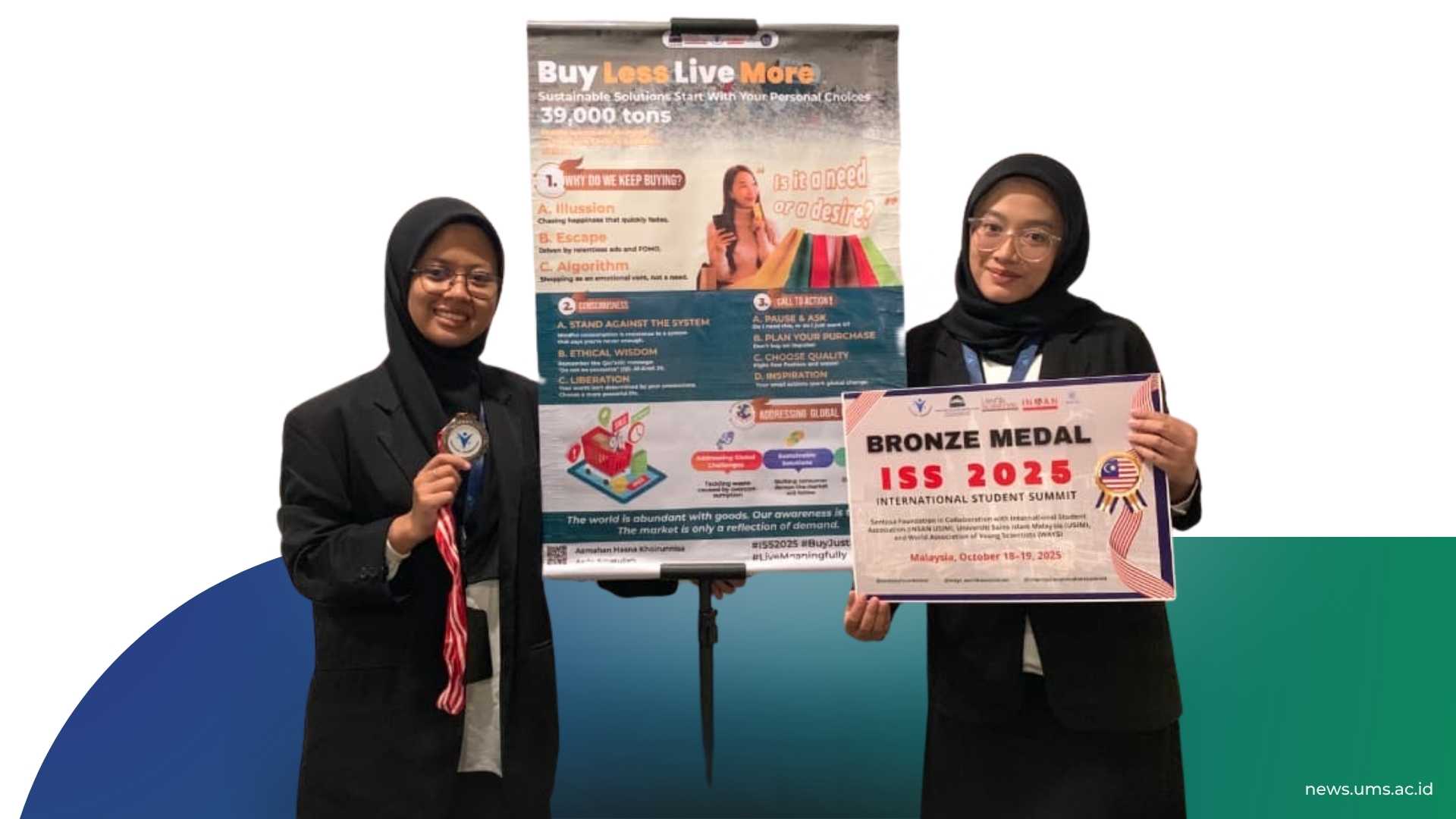 Dua mahasiswa IQT UMS, Asmahan Hasna Khoirunnisa dan Asda Amatullah. Dok.Pribadi