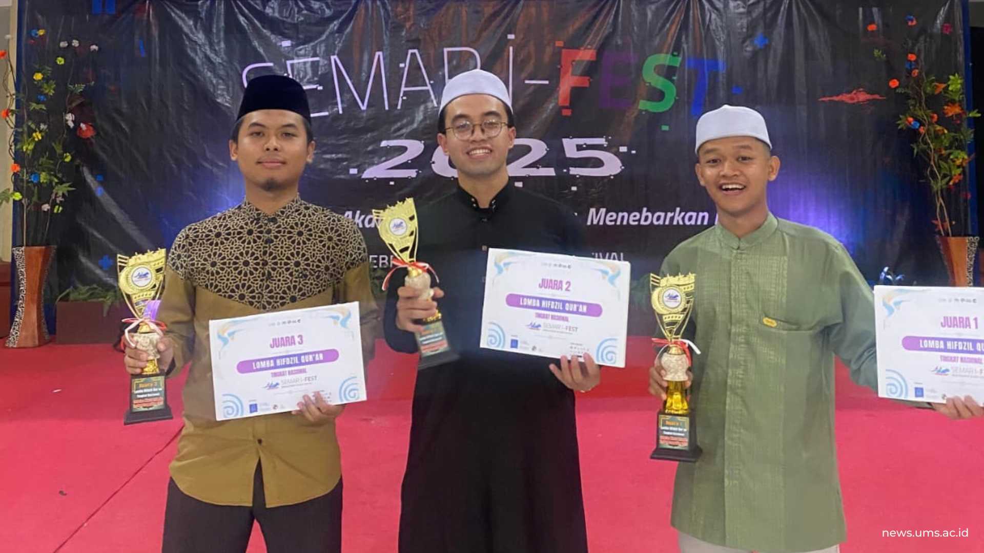 Tiga Mahasiswa UMS Sabet Medali Emas, Perak, dan Perunggu Pada Kompetisi MPQ 10 Juz Dalam Gelaran SEMAR I-FEST 2025