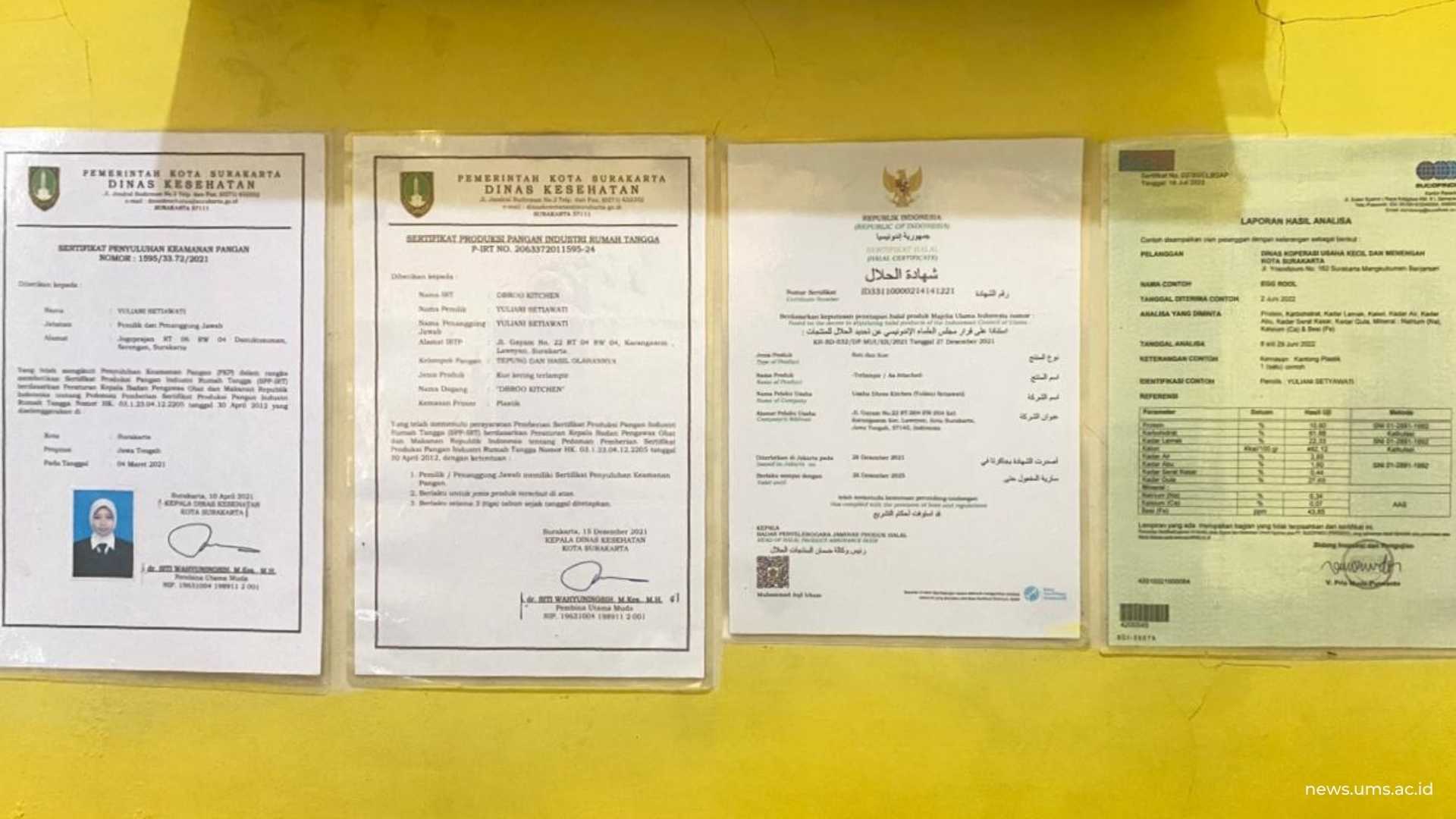 Bukti Fisik Berbagai Perizinan Dbroo Kitchen Yang Diberikan Oleh Pemerintah
