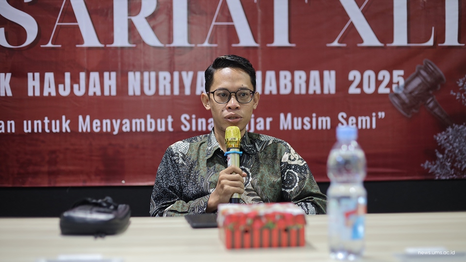 Penyampaian materi oleh Akbar, S.H., Ketua Bidang Hikmah Politik dan Kebijakan Publik (HPKP) Dewan Pimpinan Daerah (DPD) IMM Jawa Tengah, juga Alumni Pondok Shabran Angkatan tahun 2019