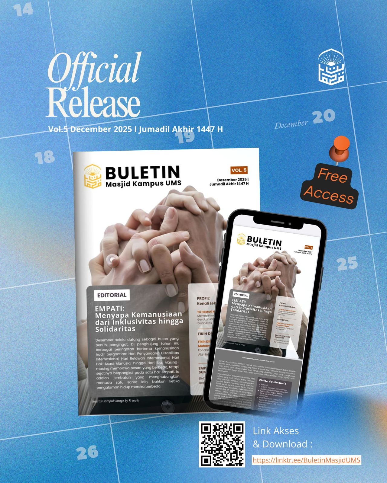 Masjid Kampus UMS Rilis Buletin Vol-5, Tumbuhkan Rasa Empati Sosial