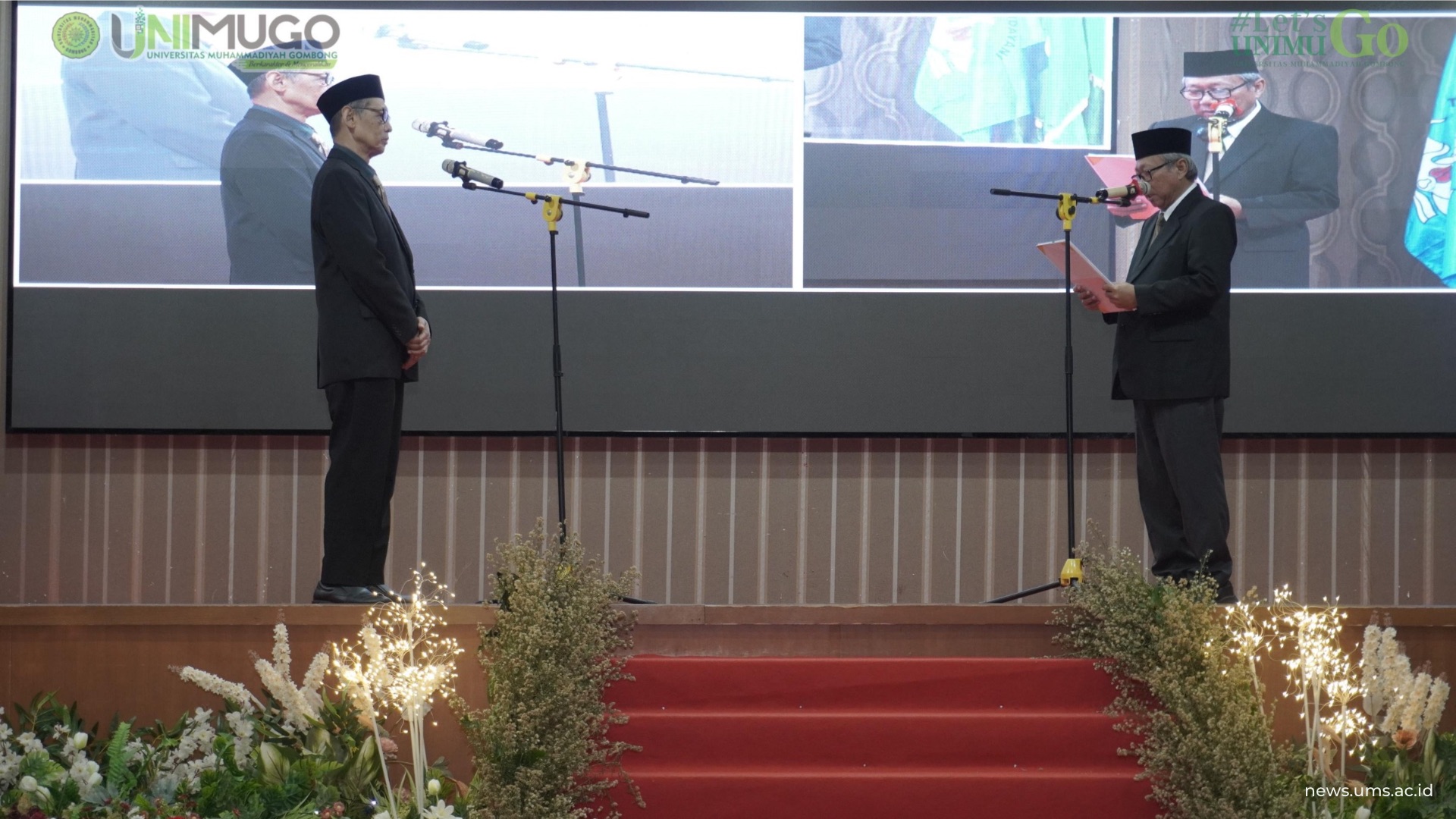 Suasana Pelatikan Rektor UNIMUGO, Prof Dr Sofyan Anif (kanan)