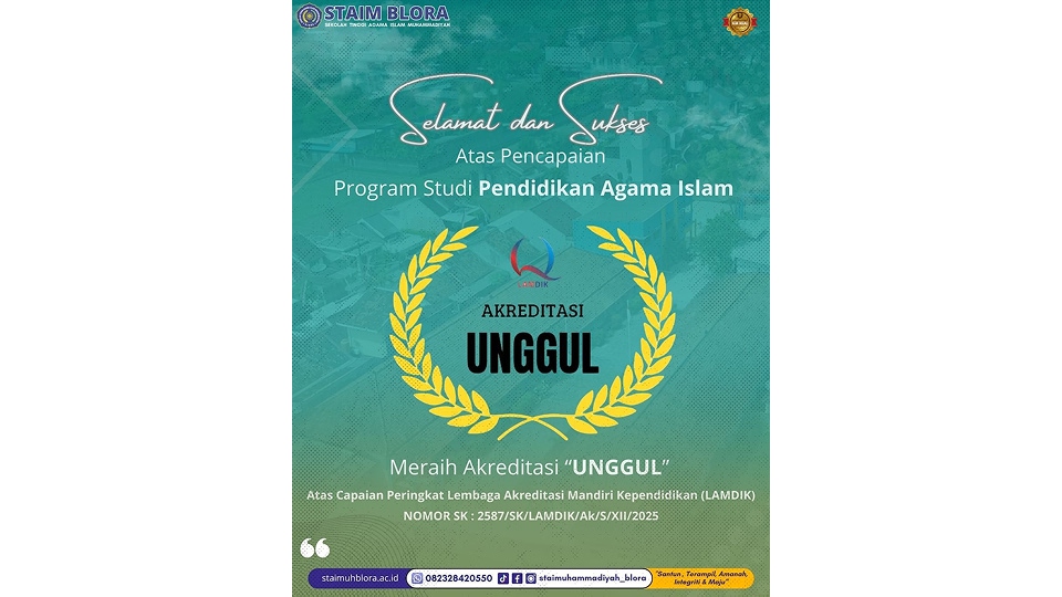 Satu-Satunya di Jawa Tengah, Prodi PAI STAIM Blora Resmi Terakreditasi Unggul