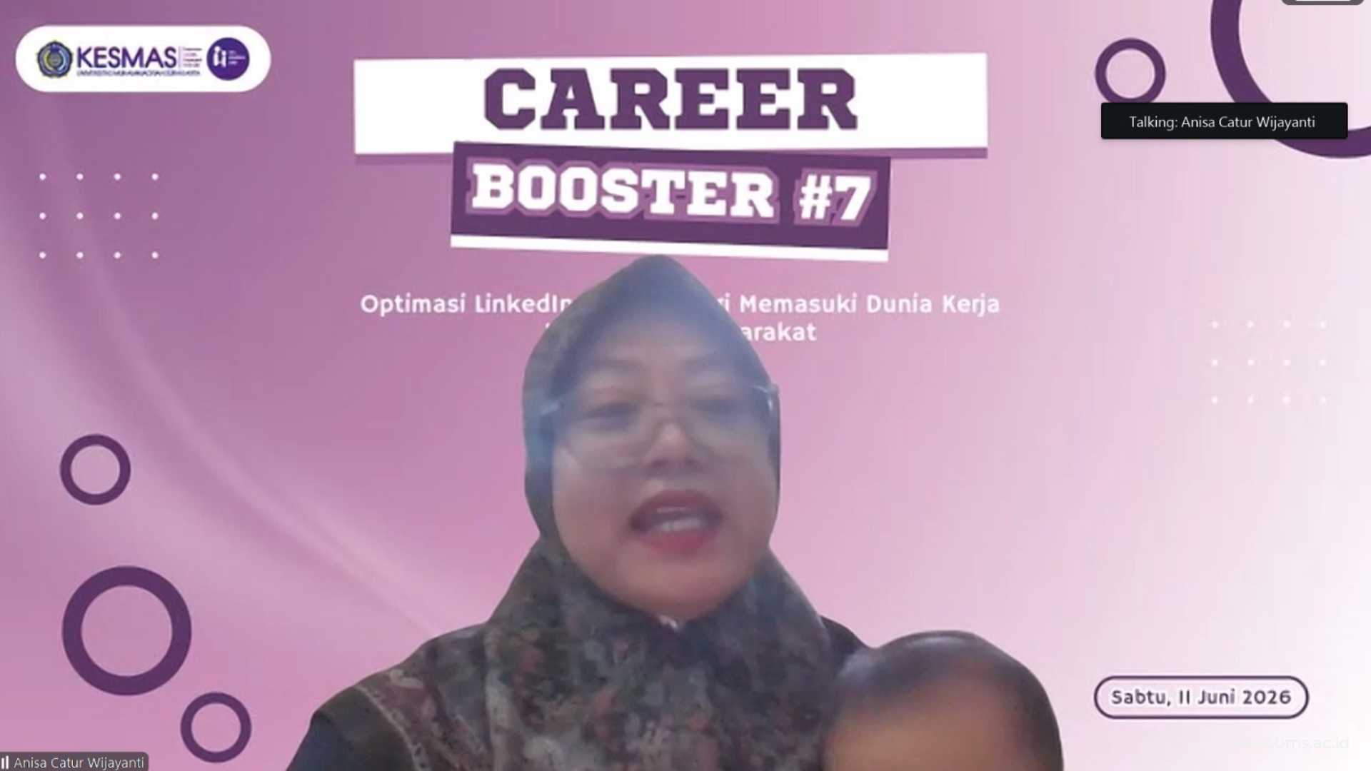 Sambutan perwakilan Program Studi Kesehatan Masyarakat UMS, Anisa Catur Wijayanti, S.KM., M.Epid.