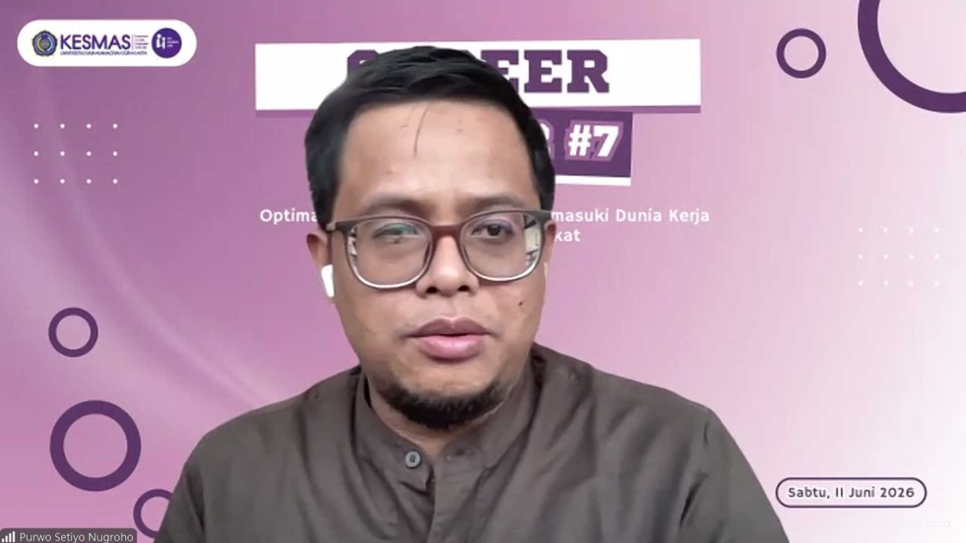 Sambutan oleh Ketua IKA Alumni Prodi Kesehatan Masyarakat UMS, Purwo Setiyo Nugroho, S.K.M., M.Epid., Ph.D.