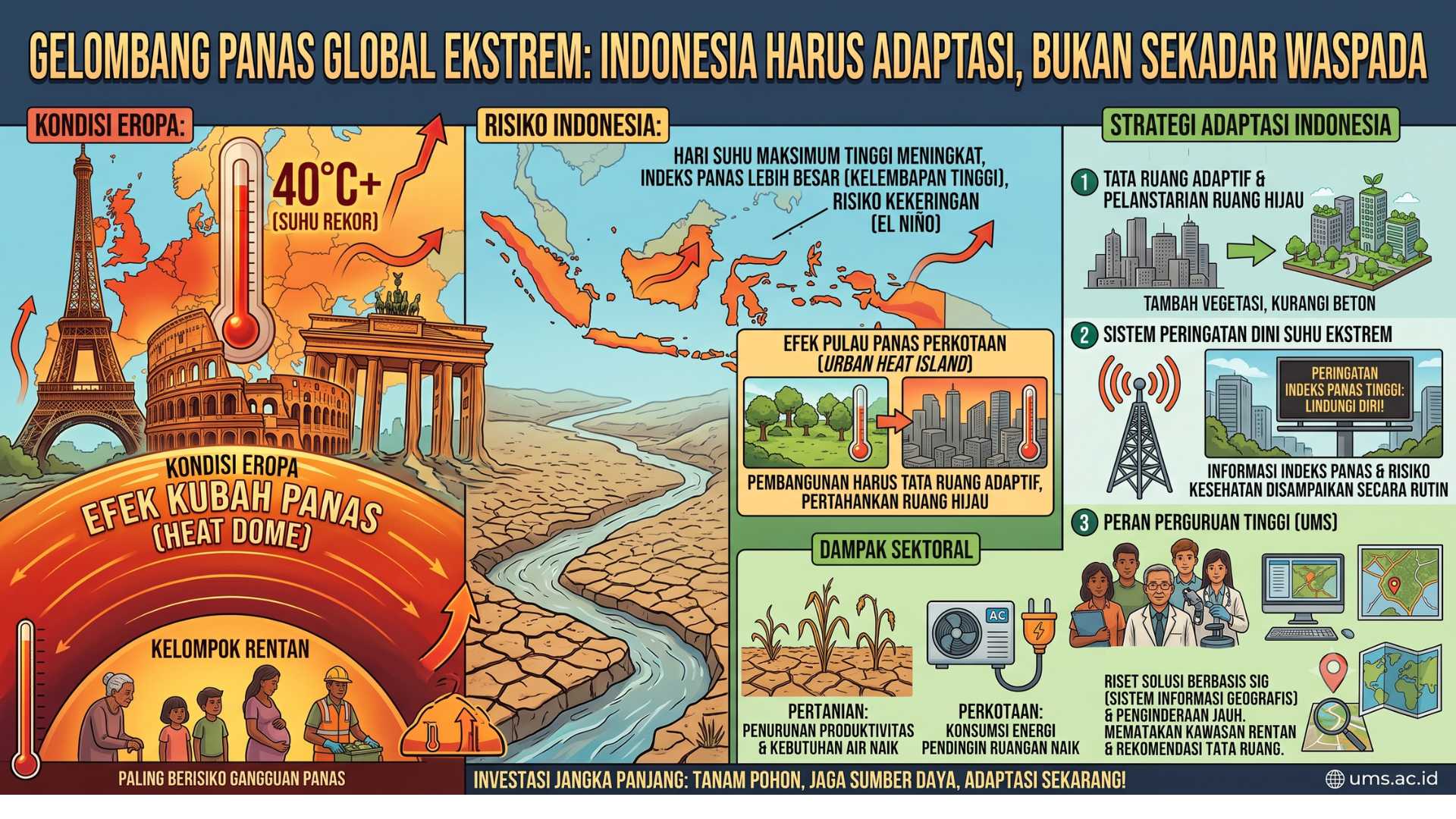 Ilustrasi Gelombang Panas Ekstrem Eropa dan Dampaknya di Indonesia. Foto: Gemini