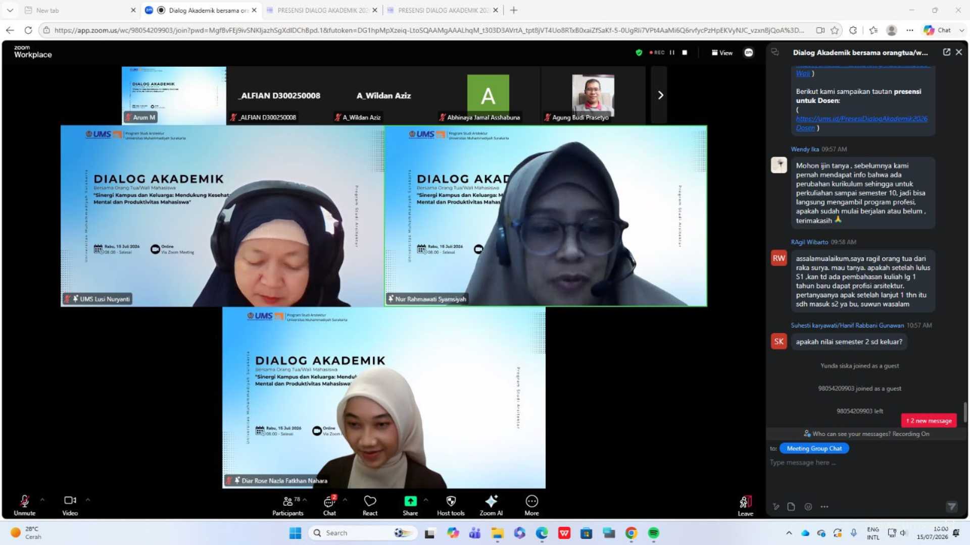 Sambutan Kaprodi Arsitektur UMS, Dr. Nur Rahmawati Syamsiyah, S.T., M.T
