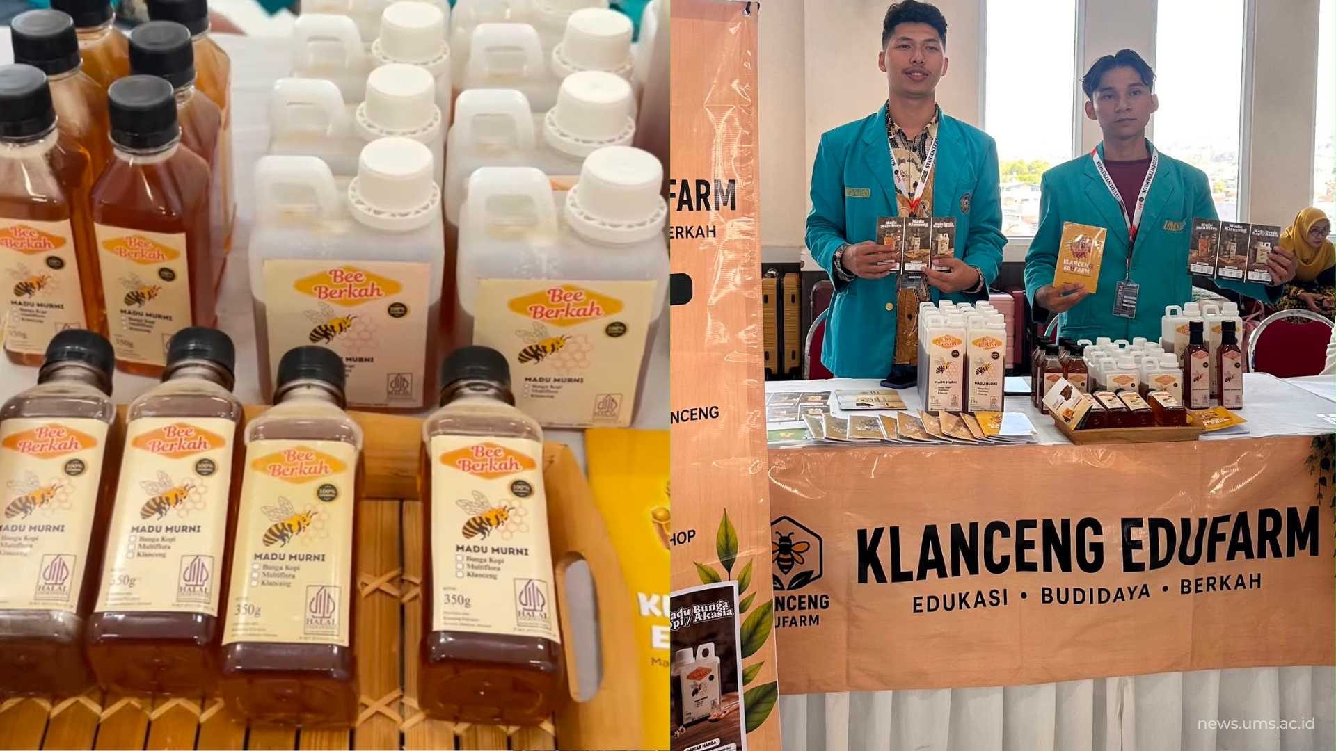 (kiri) Produk Klanceng Edufarm, (kanan) Tim Klanceng Edufarm UMS